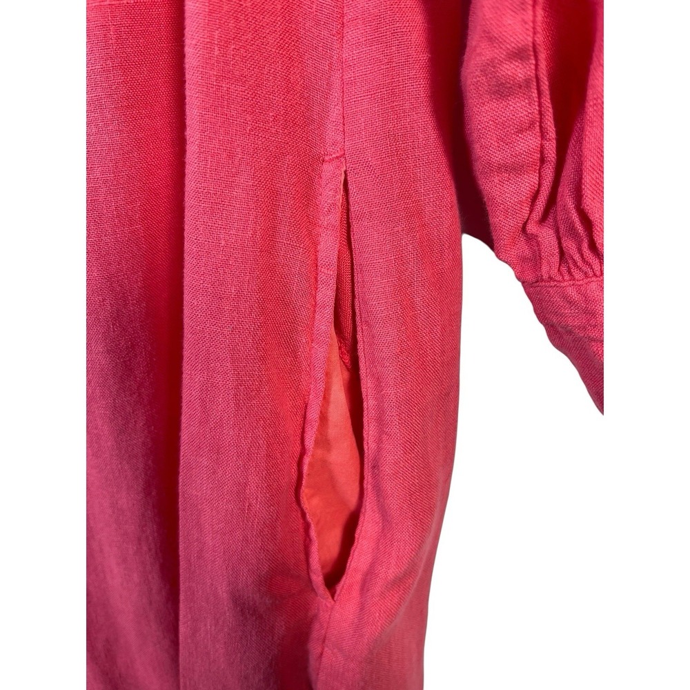 NWOT J McLaughlin Dress Sz L Nylee 100% Linen Coral Rose Pink 3/4 Sleeve Pockets - Picture 5 of 15